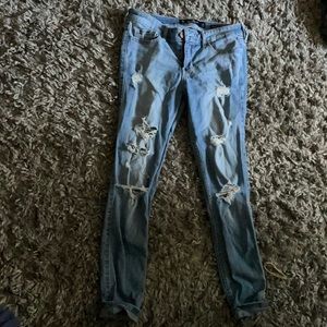 Holister low rise skinny jeans with rips
